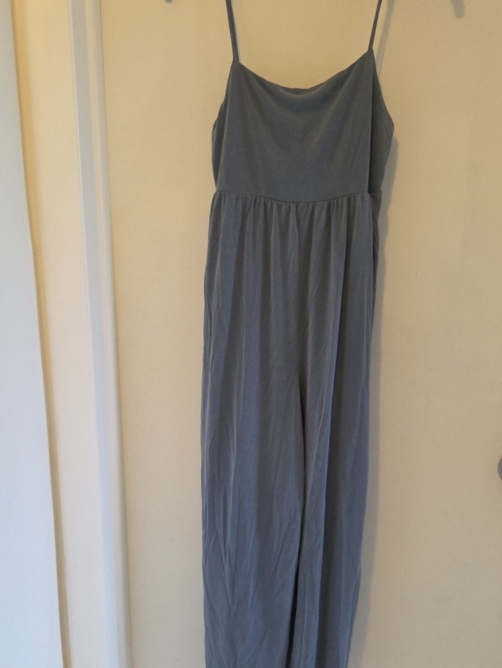 Urban Outfitters Satin-Style Slate Blue Spaghetti Strap Jumpsuit Dress Sm-petite